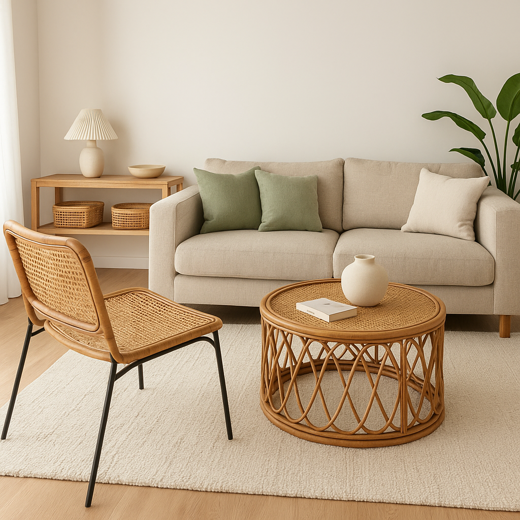 Associer le rotin avec d’autres matières (lin, bois, métal)