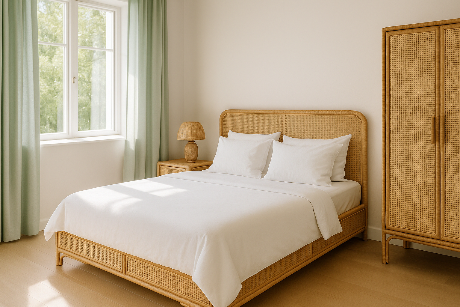 Meuble rangement rotin