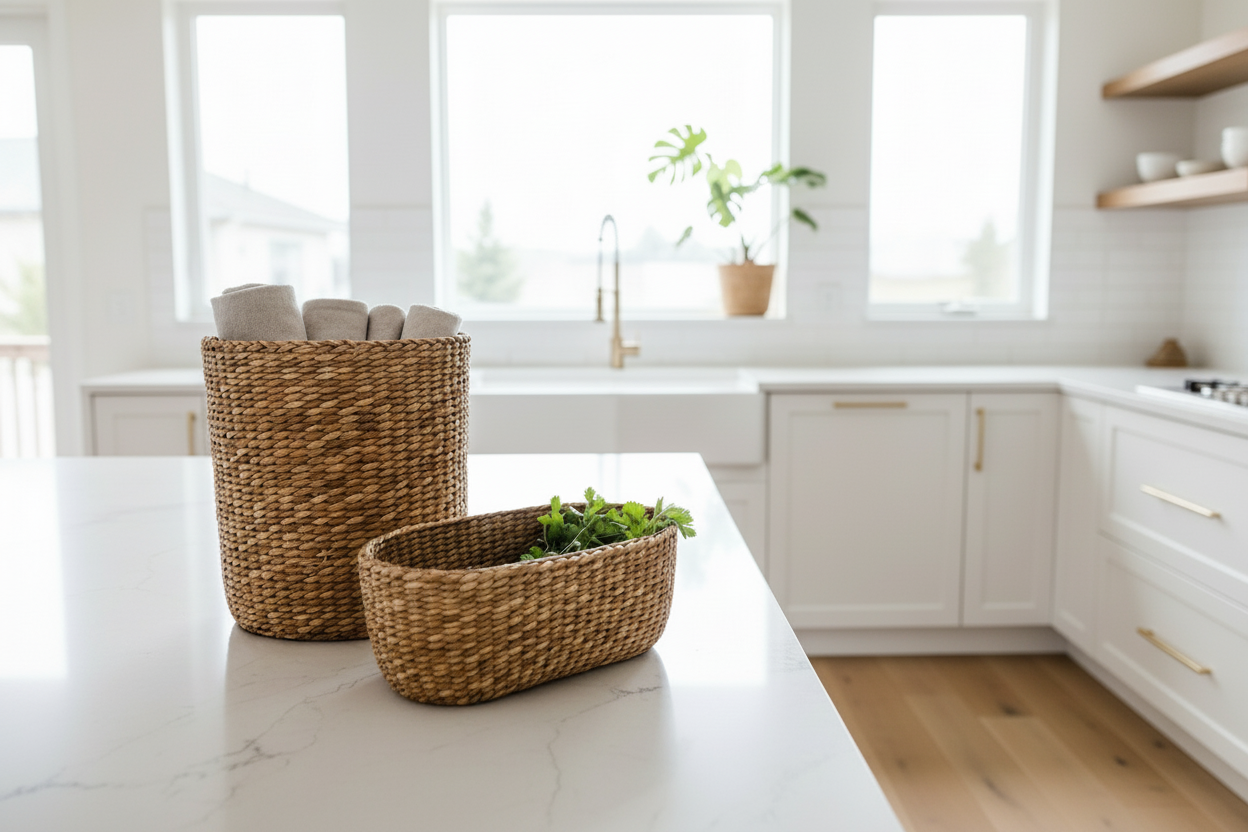 panier rotinn dans cuisine