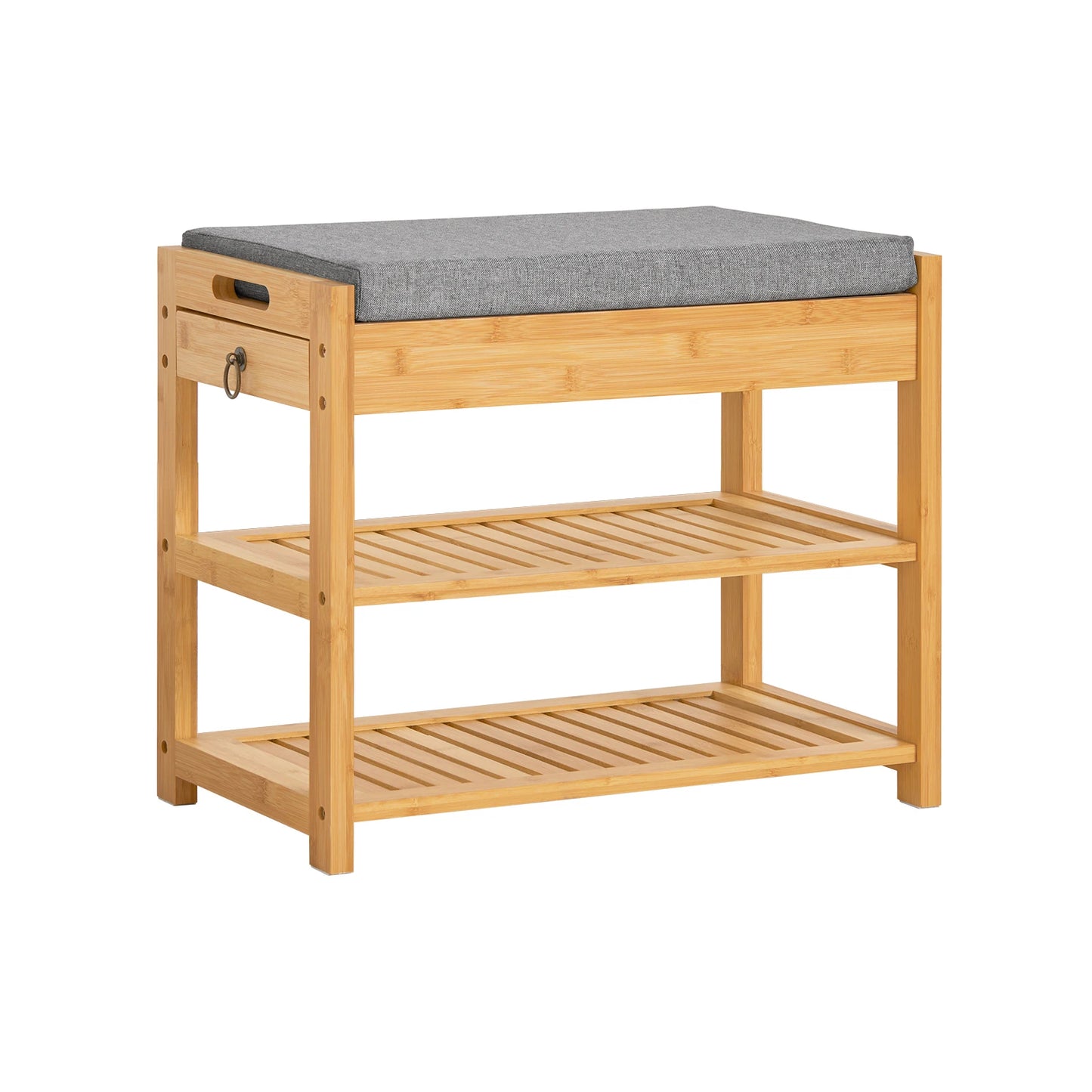 Banc rangement chaussures avec assise et tiroir en bambou