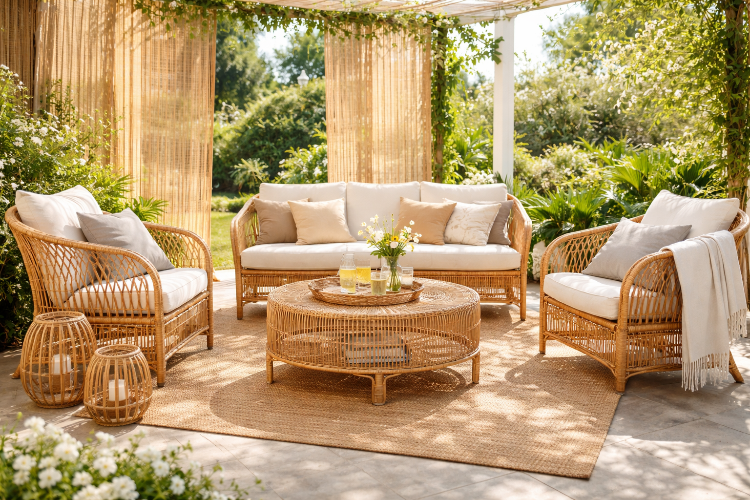 Salon de jardin en rotin 