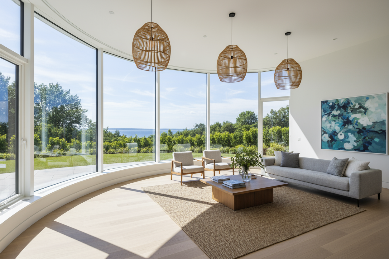 Suspensions en bambou dans grand salon