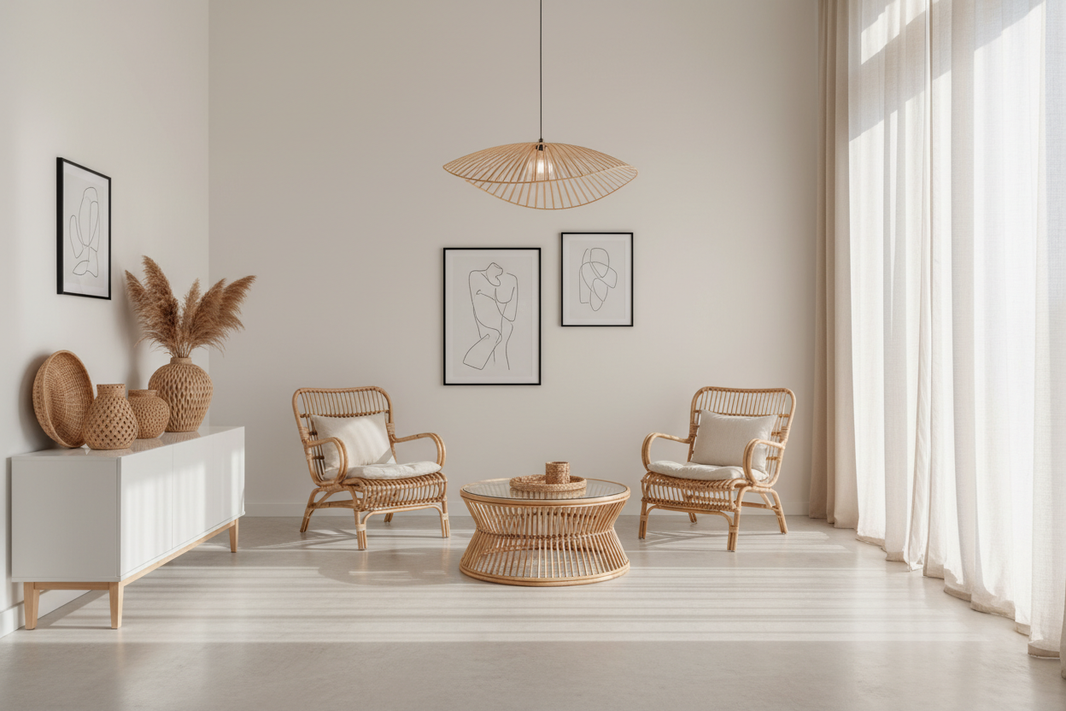 Intérieur chic en rotin