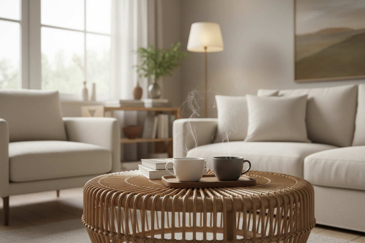 Table basse en rotin