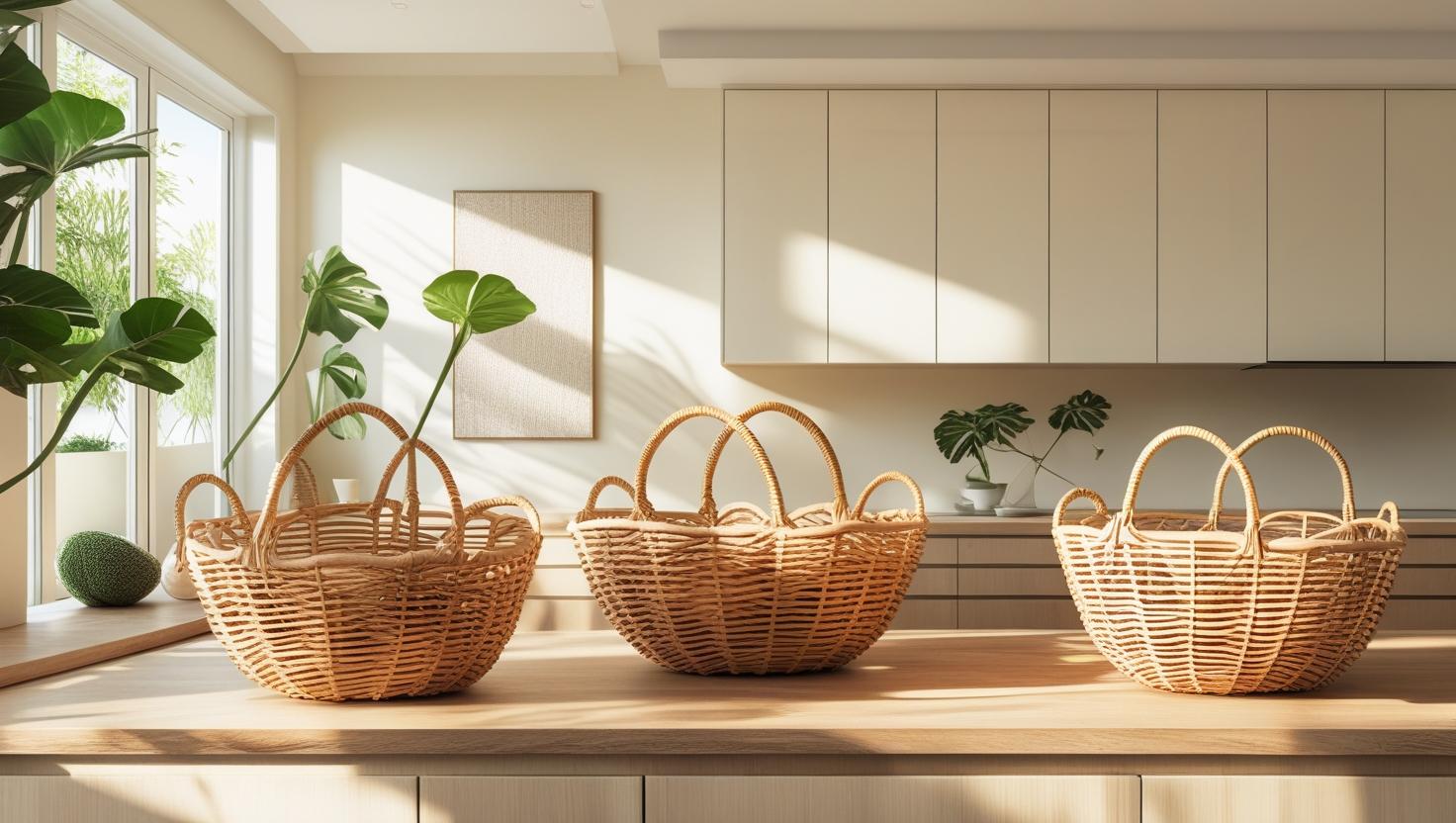 Accessoires rotin dans cuisine