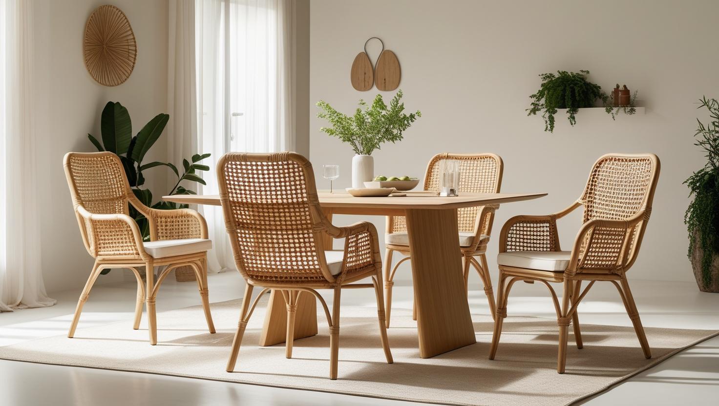 Chaises et table rotin sans salle à manger