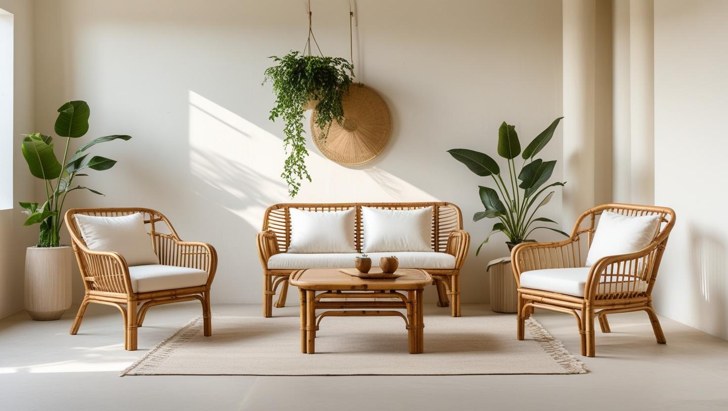 Meuble bambou dans salon