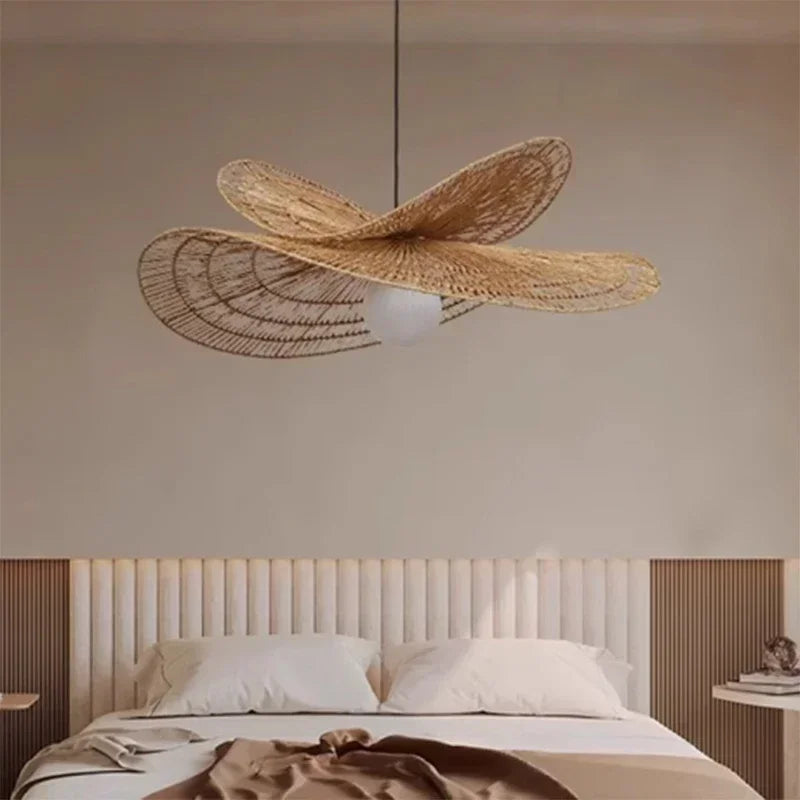 Abat-jour rotin dans chambre