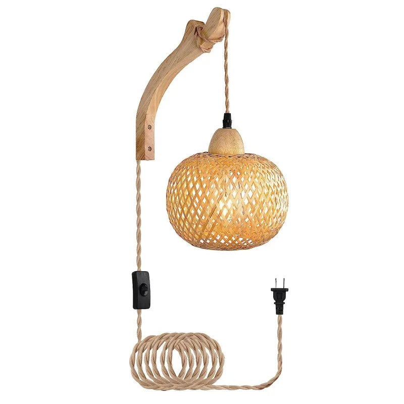 Applique murale en bambou cable ajustable