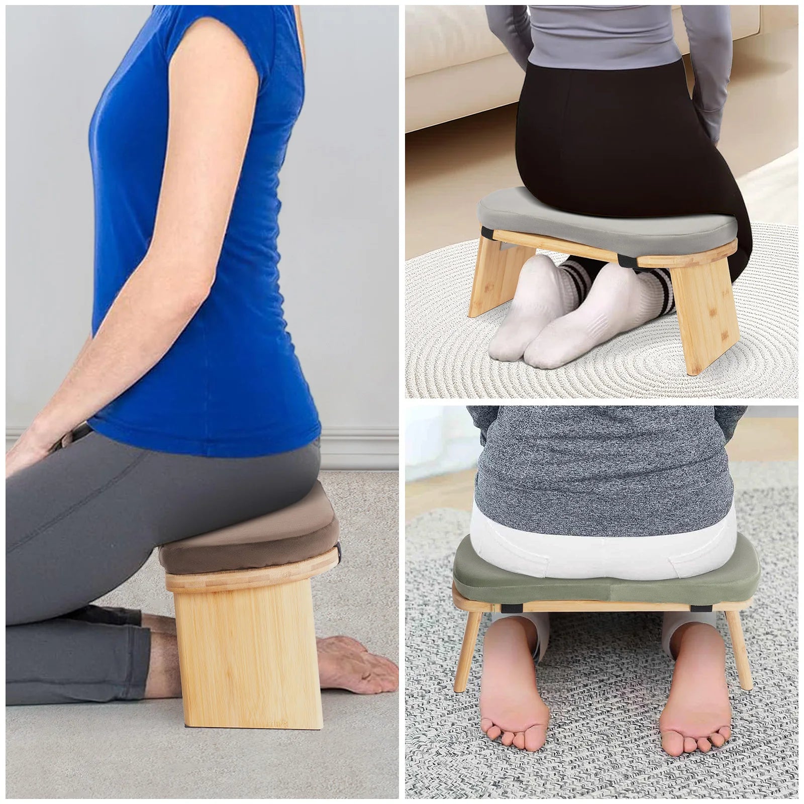 Banc de meditation en bambou avec une personne assise dessus