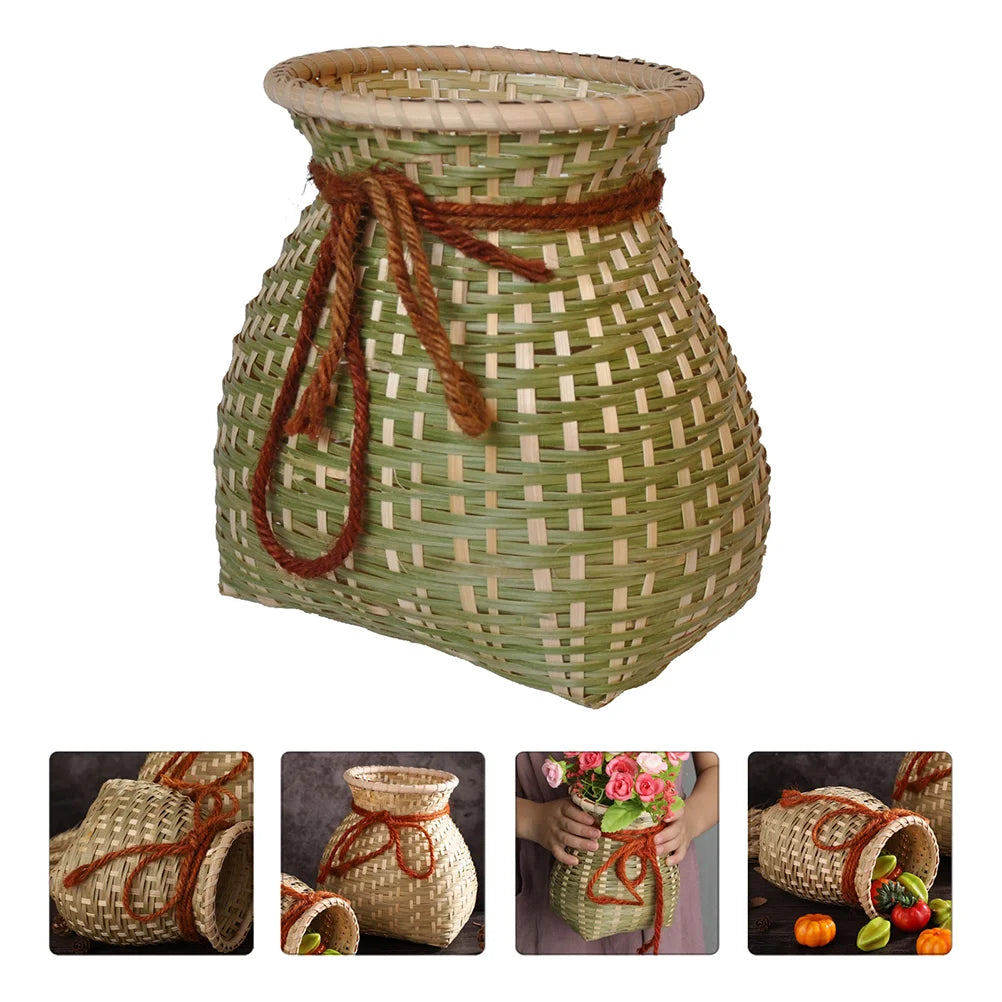 Cache pot panier en bambou vue d'ensemble