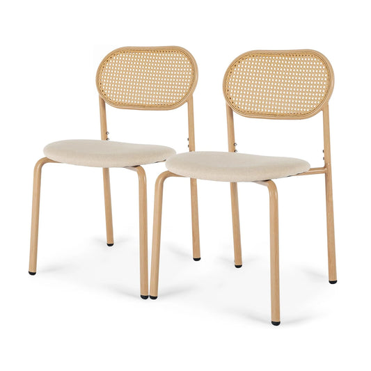 Chaise en rotin design pour salle à manger  lot de deux et couleur bois