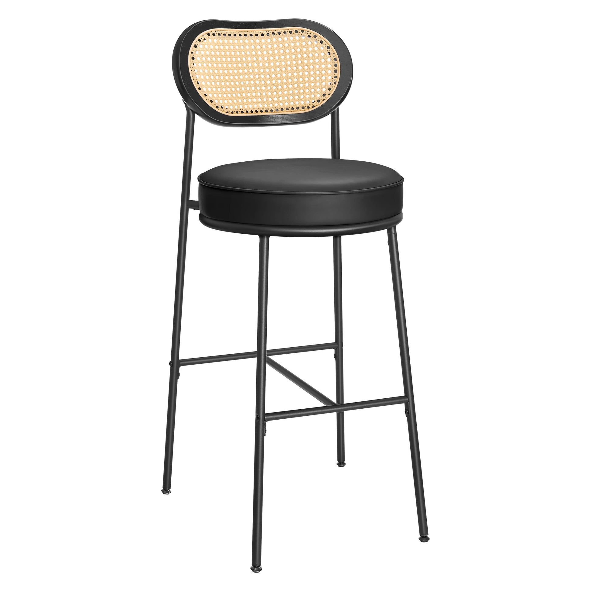 Chaise haute noire en rotin vue de face