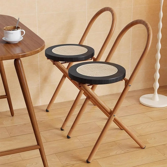 Chaises hautes pliables en rotin noires