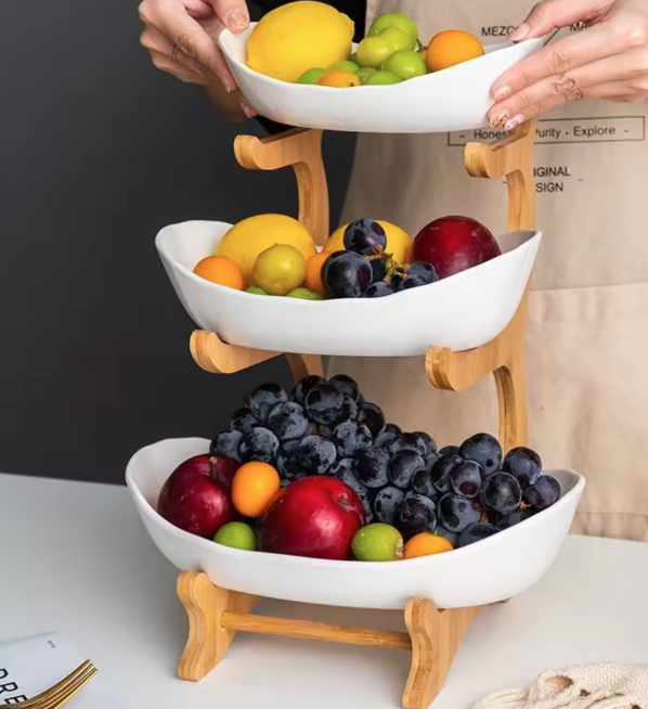 Corbeille a fruits en bambou pleine