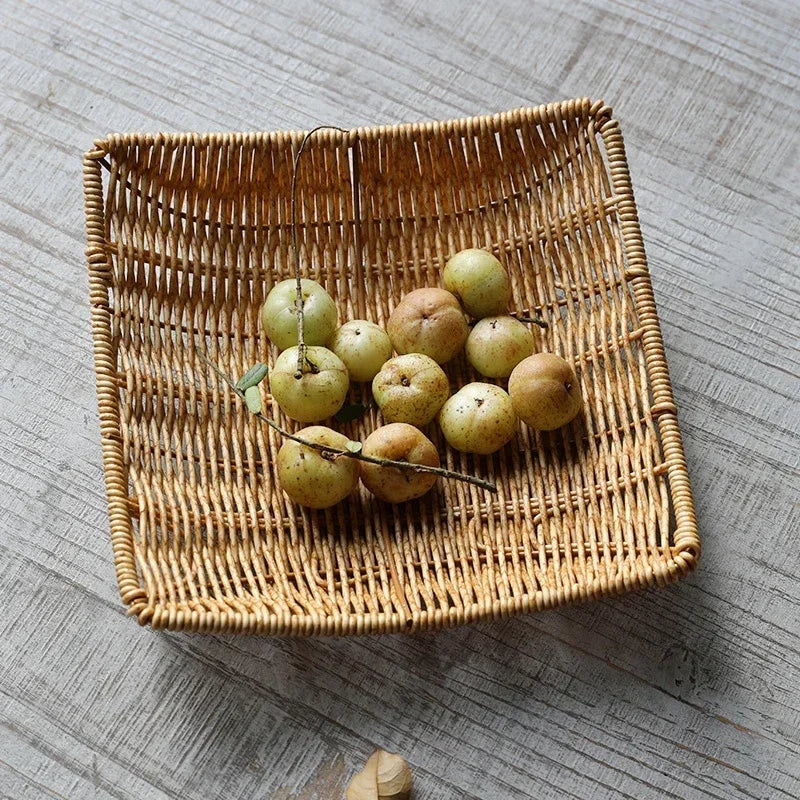 Corbeille a fruits en rotin vue de haut