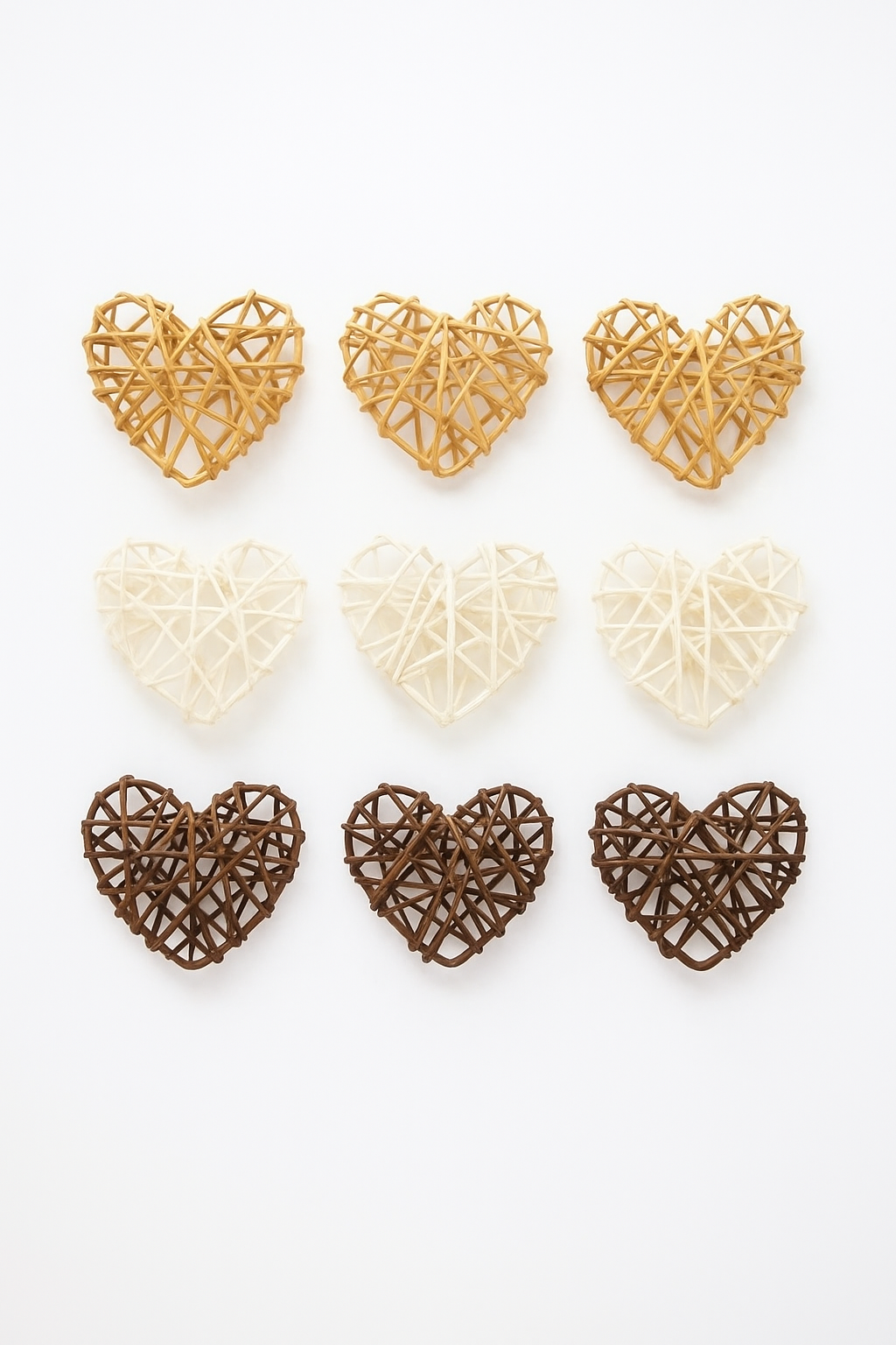 Décoration cœurs de noël en rotin