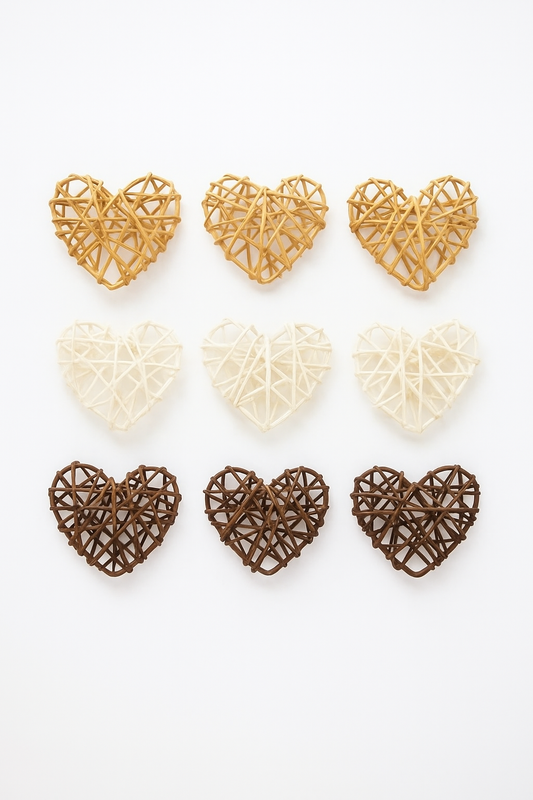 Décoration cœurs de noël en rotin