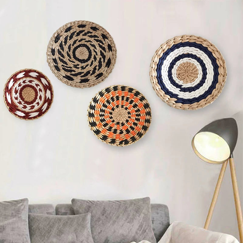 Decoration murale en rotin salon
