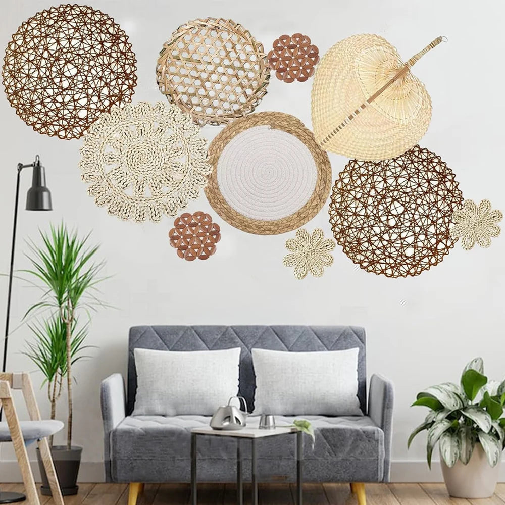 Decoration murale pour salon en rotin