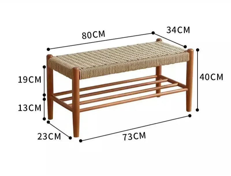 Dimensions Banc rangement chaussures en rotin