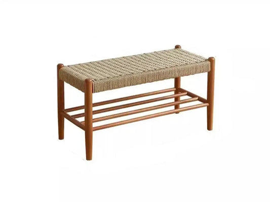 Dimensions petit Banc rangement chaussures en rotin 