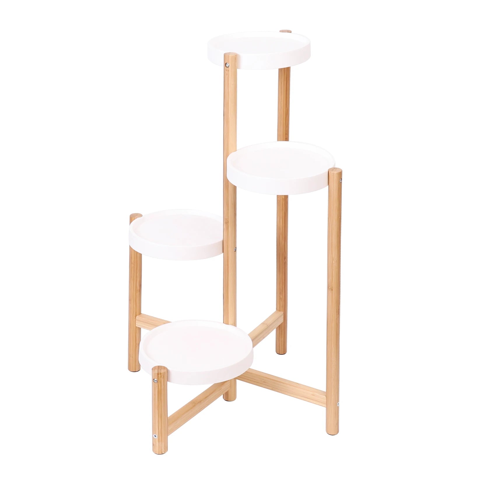 Etagere d'angle en bambou pour plantes vide