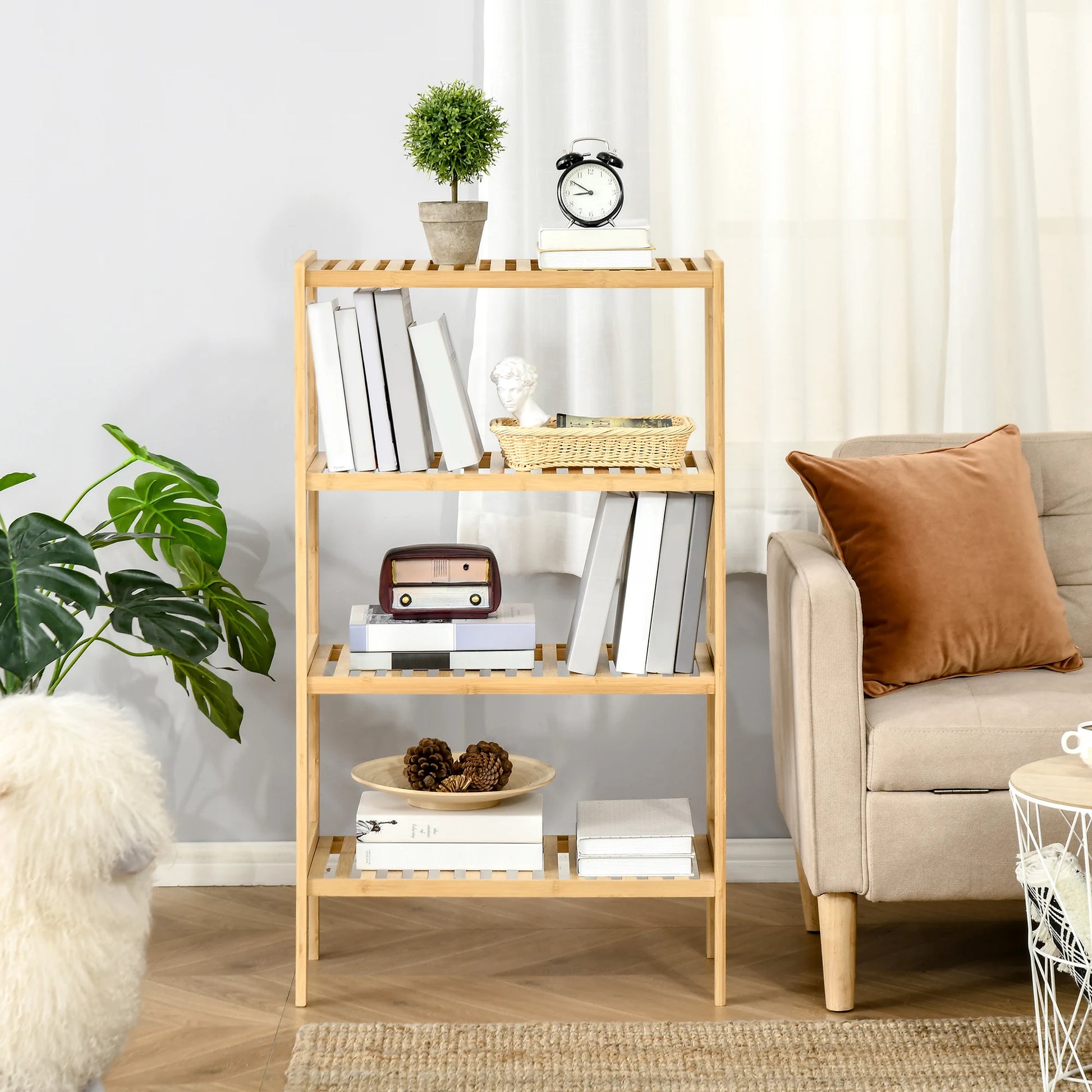 Etagere salle de bain en bambou multifonction