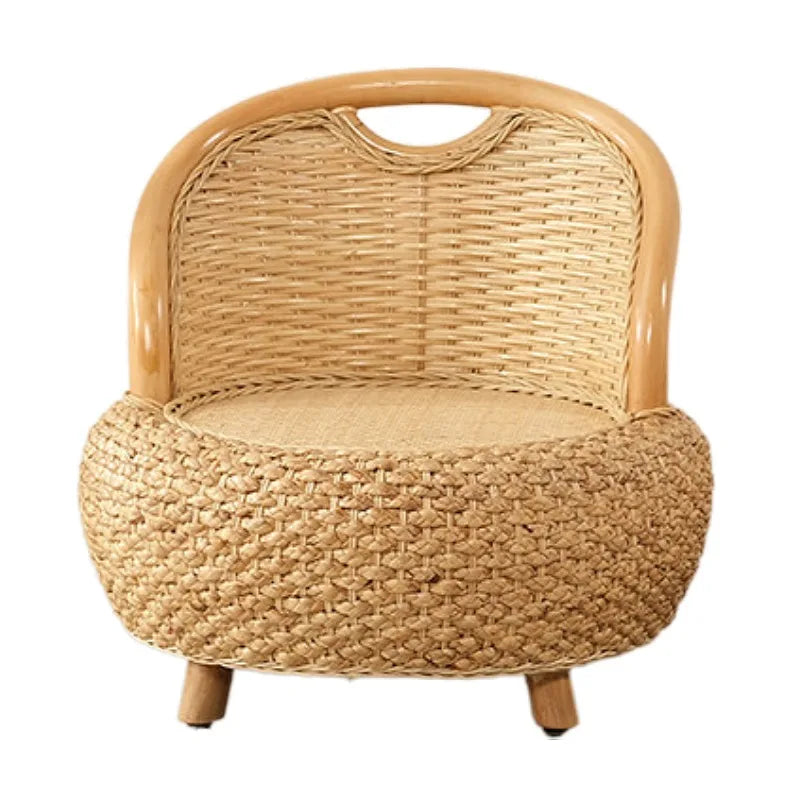 Fauteuil en rotin naturel avec pieds