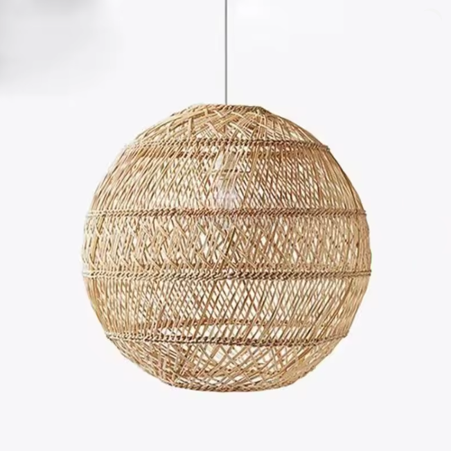 Lampe en rotin gros plan