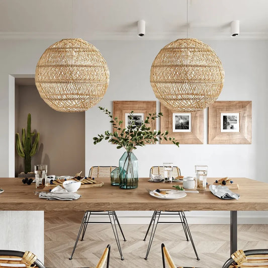 Lampe en rotin salon
