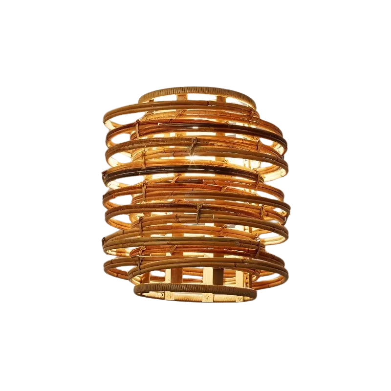 Lustre circulaire en bambou avec eclairage 35x35 cm