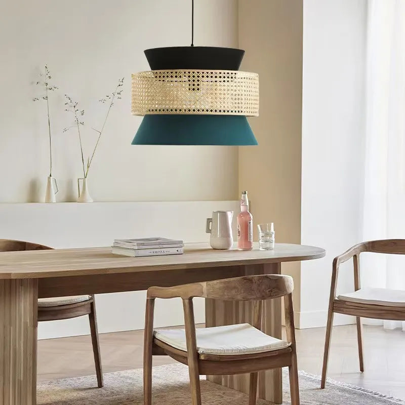 Lustre en rotin wabi sabi vert