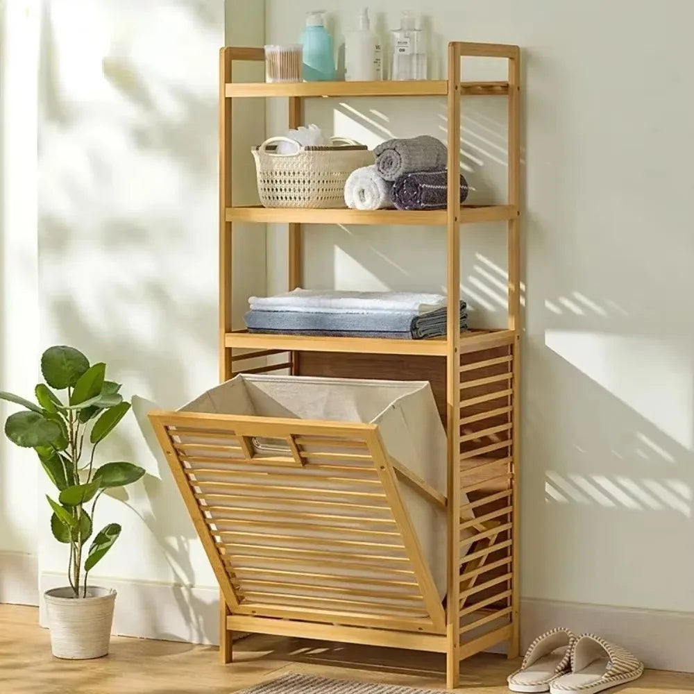 Meuble de ragement salle de bain avec panier à linge