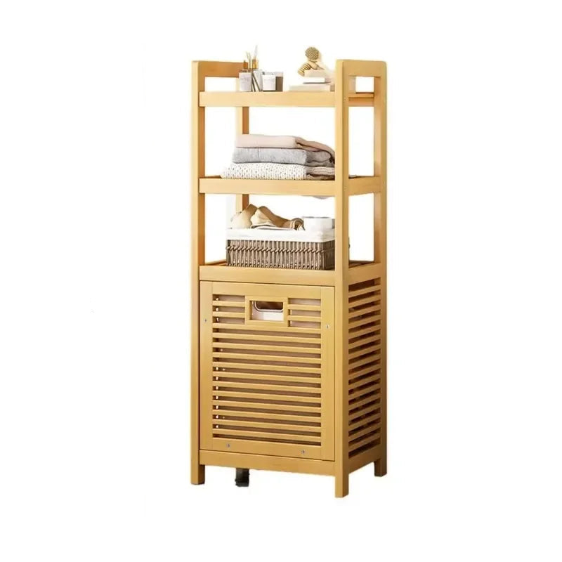 Meuble de rangement salle de bain en bambou 40x119cm