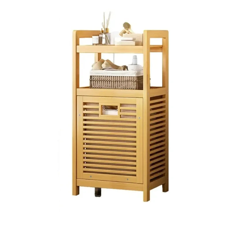 Meuble de rangement salle de bain en bambou 40x95cm