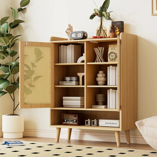 Meuble en rotin vue de l'intérieur