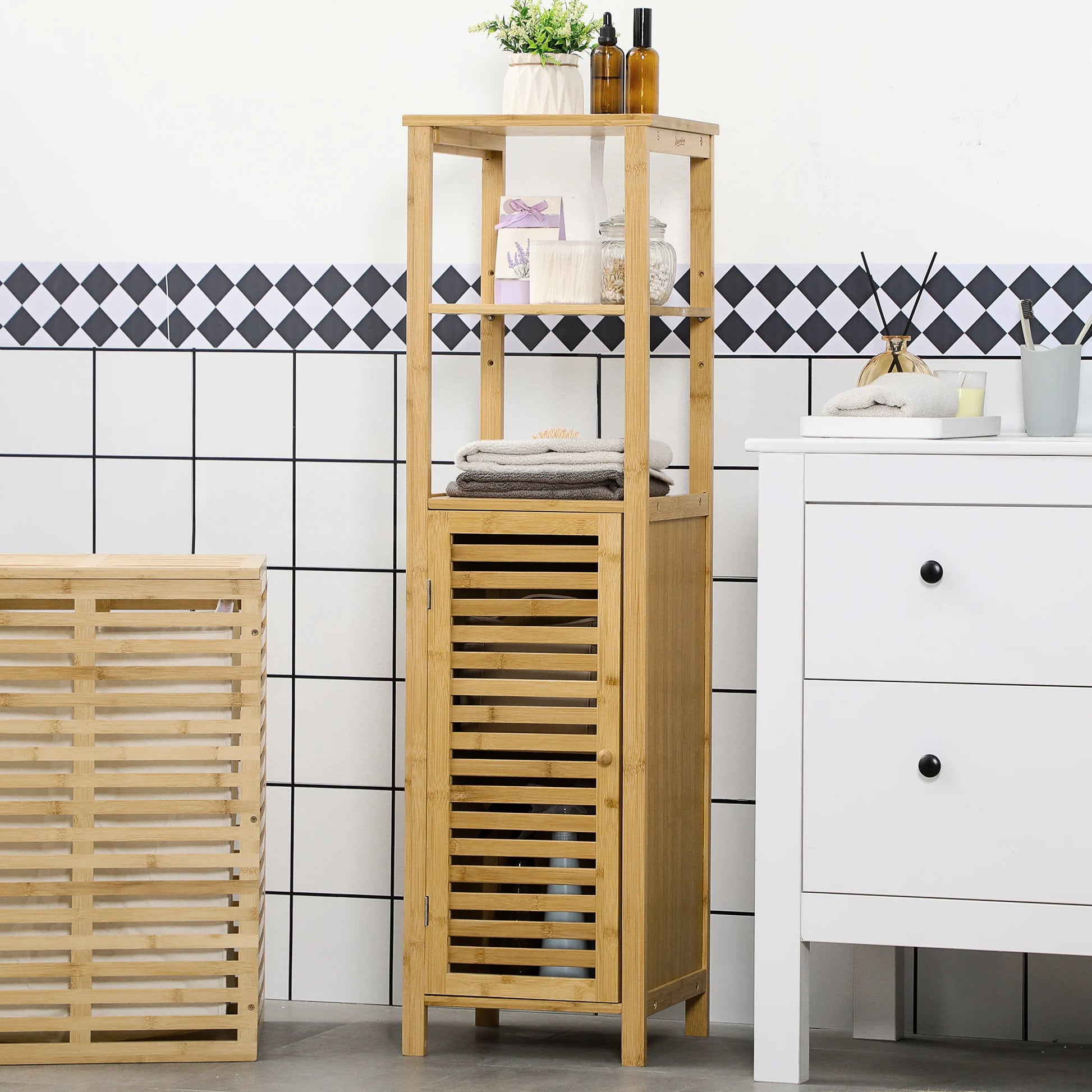 Meuble salle de bain en bambou equipe