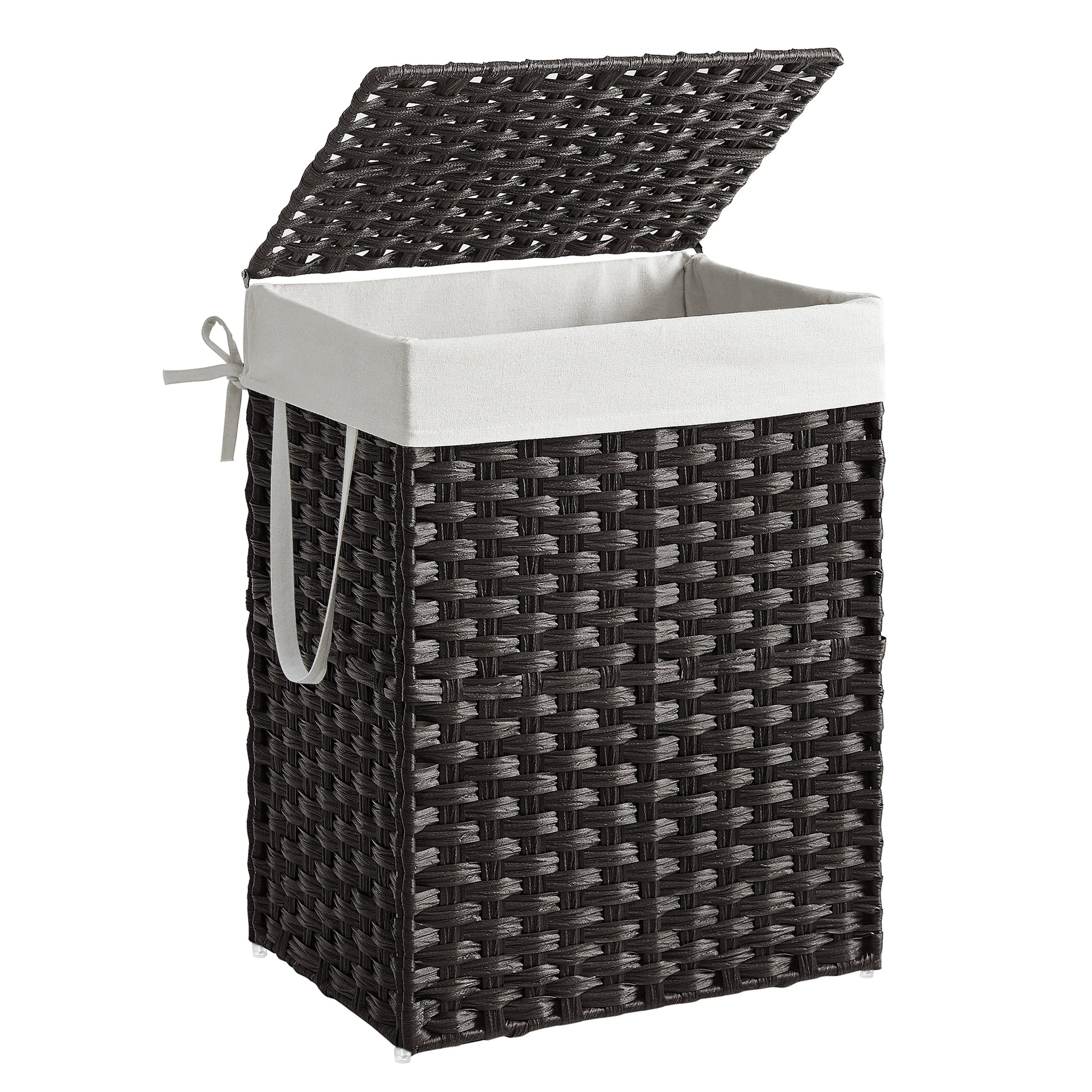 Panier à linge style rotin noir