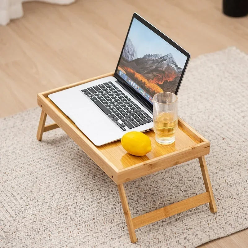 Plateau pliant en bambou pour petit déjeuner avec ordinateur