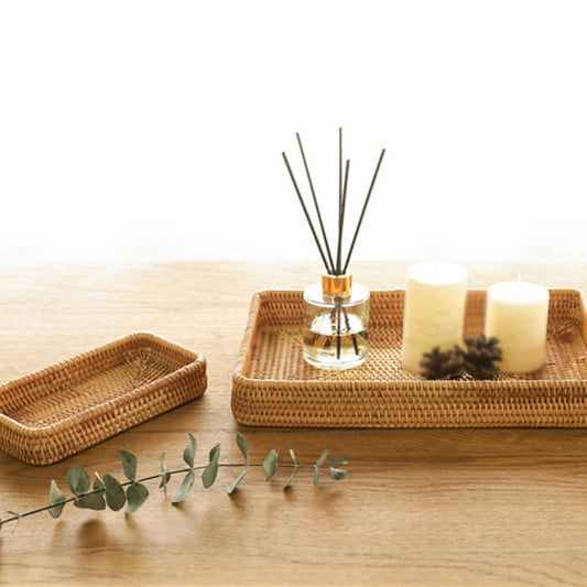 Plateau rectangle en rotin