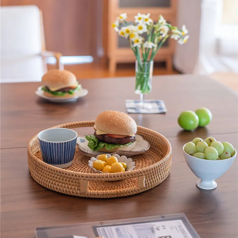 Plateau rotin repas