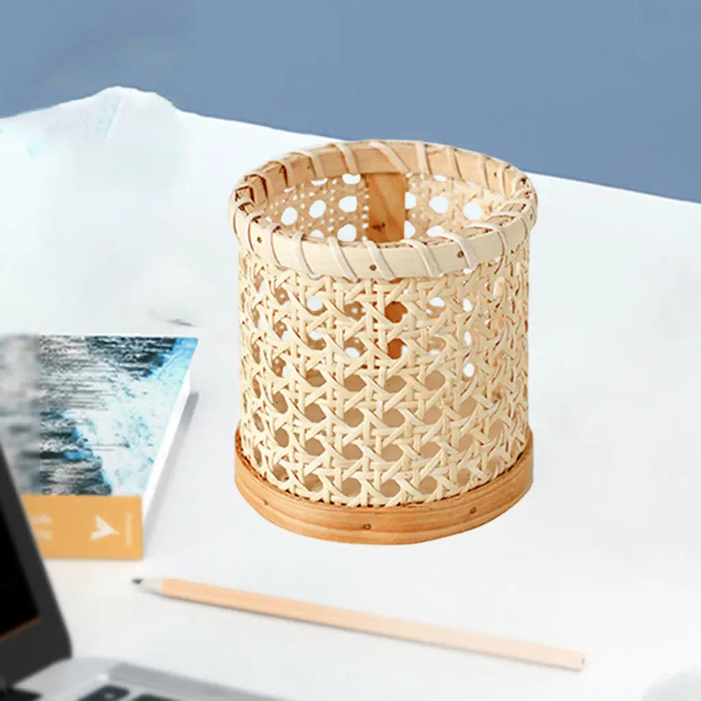 Pot de rangement rotin blanc