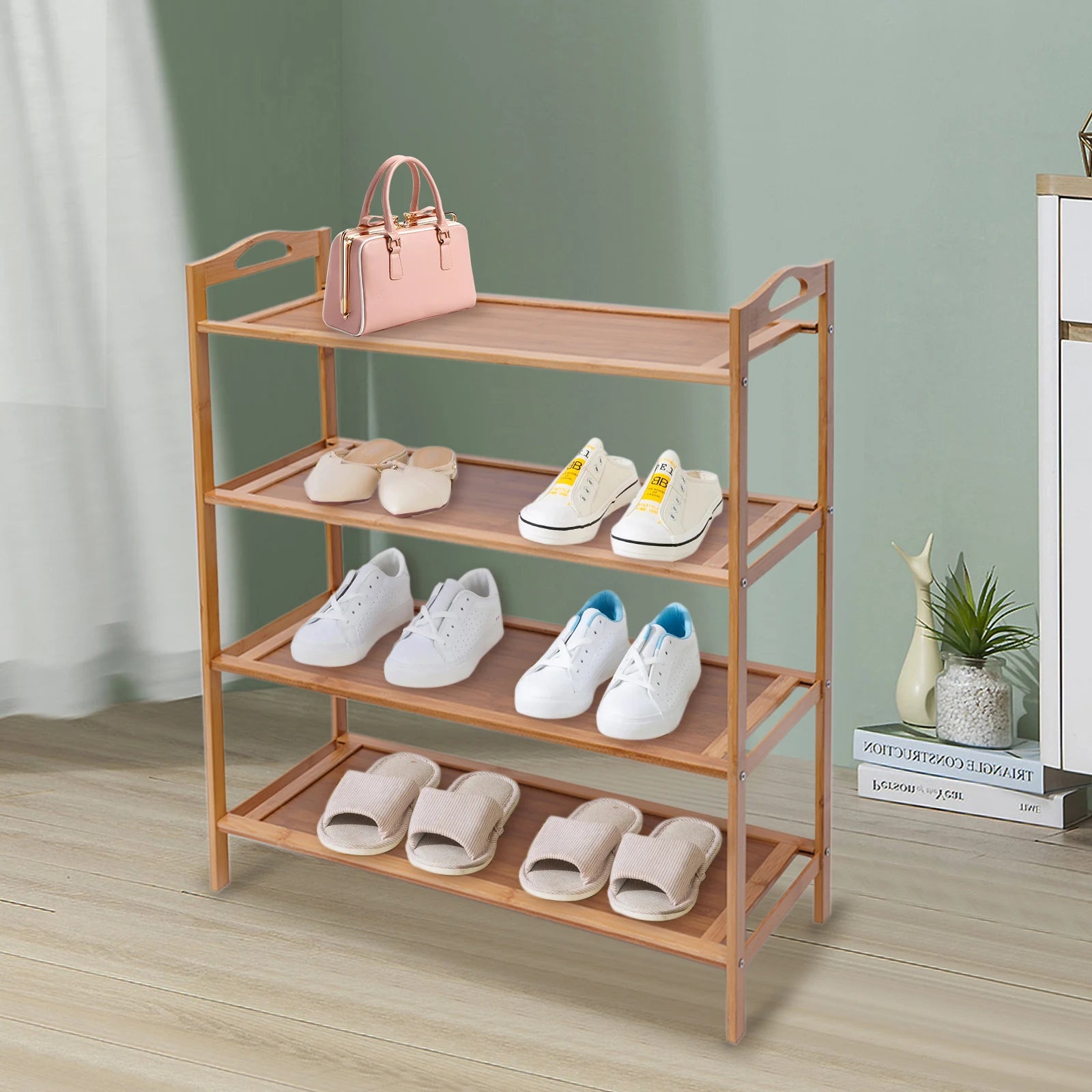 Rangement chaussures bambou dans salon