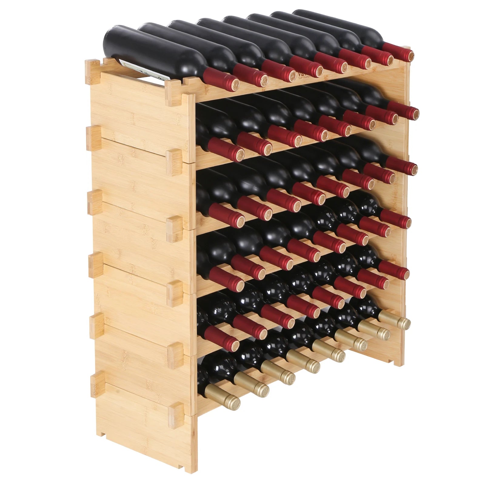 Rangement pour vin en bambou vue de cote