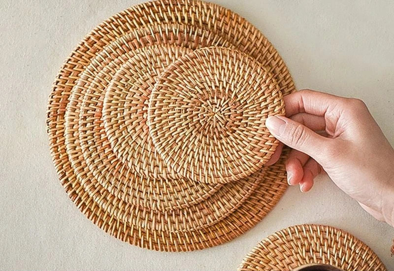 Set table rond rotin plusieurs tailles