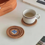 Sous verre rotin design bleu - Vignette | Méli-Mélo - Rotin &amp; Bambou
