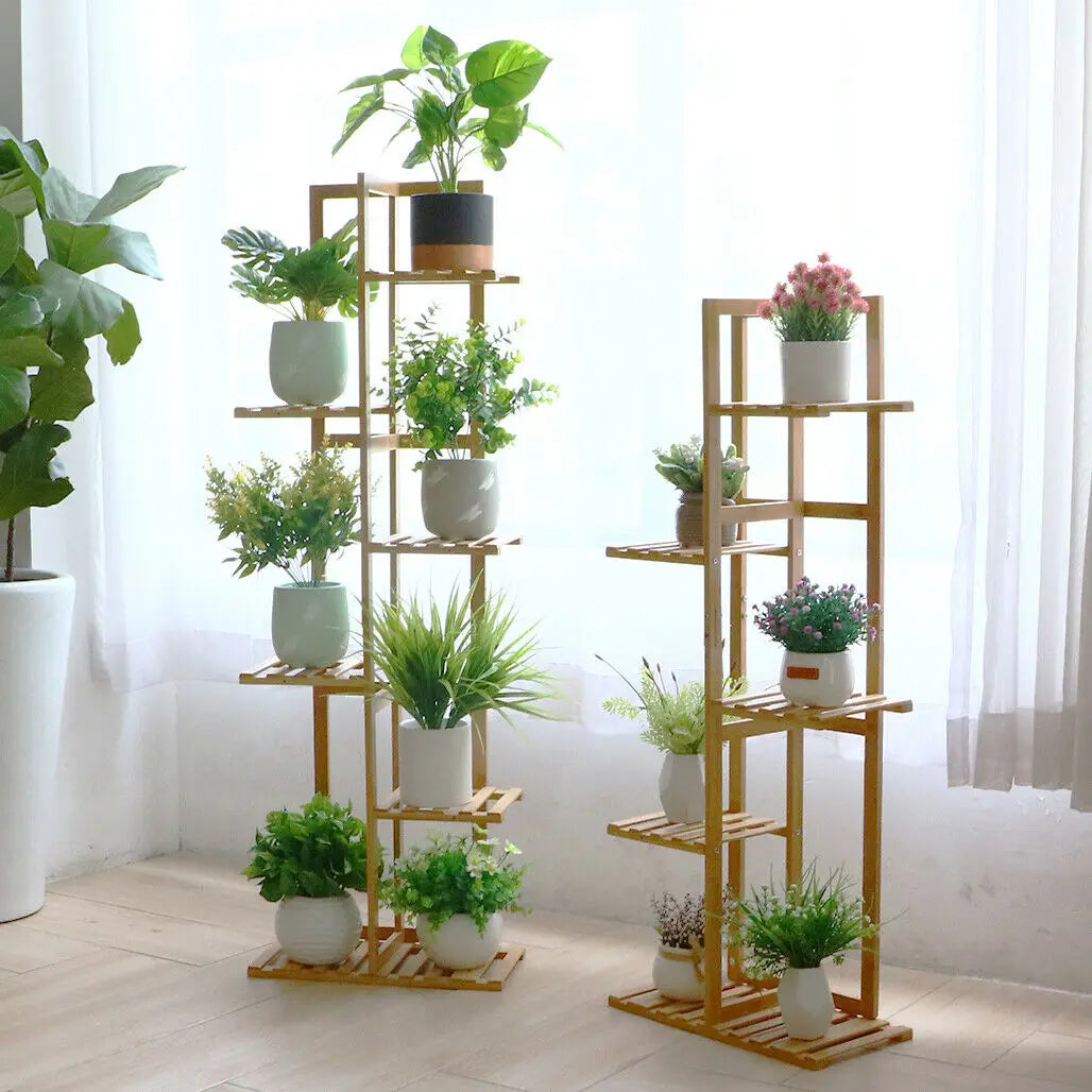 Support plantes bambou piece lumineuse