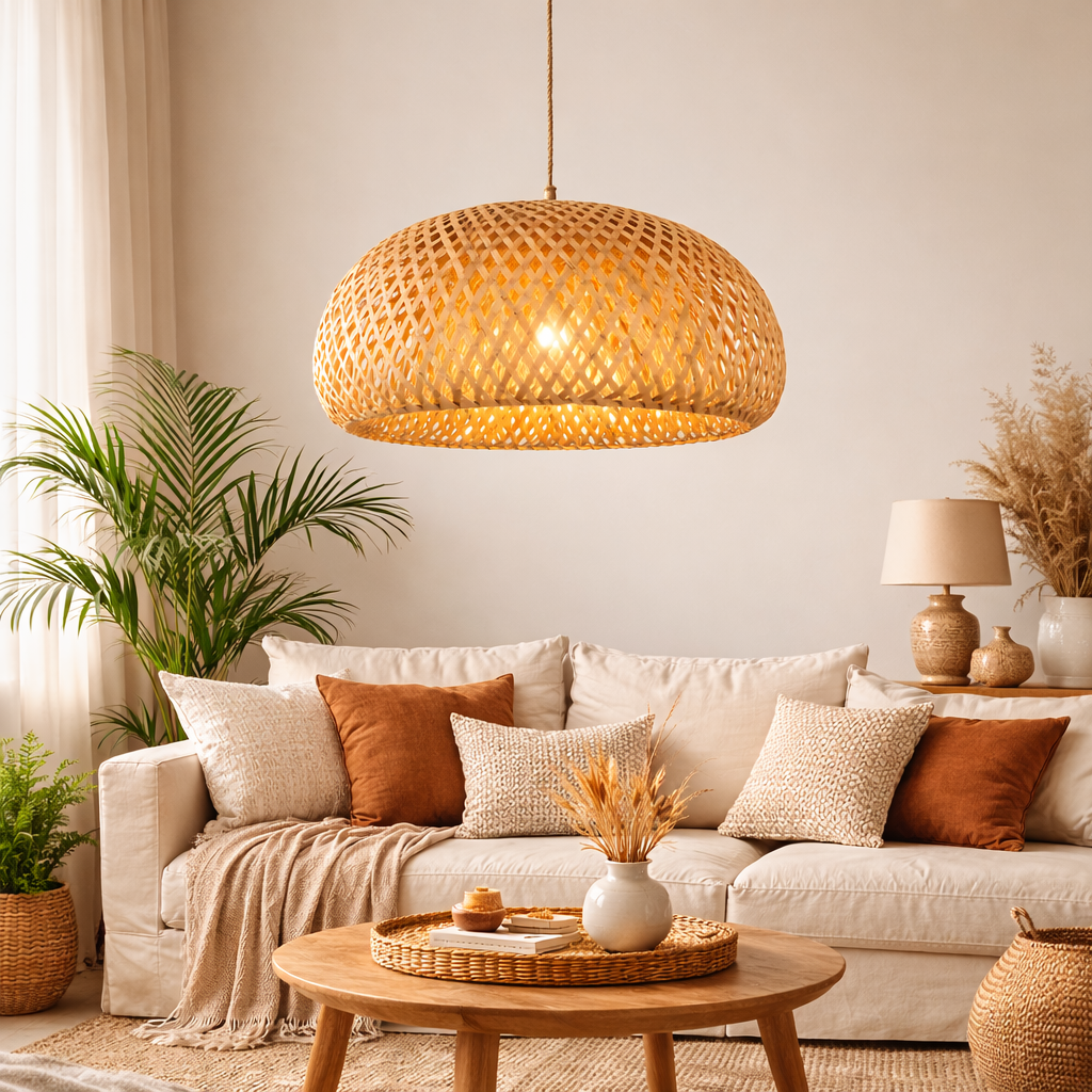 Suspension en bambou salon