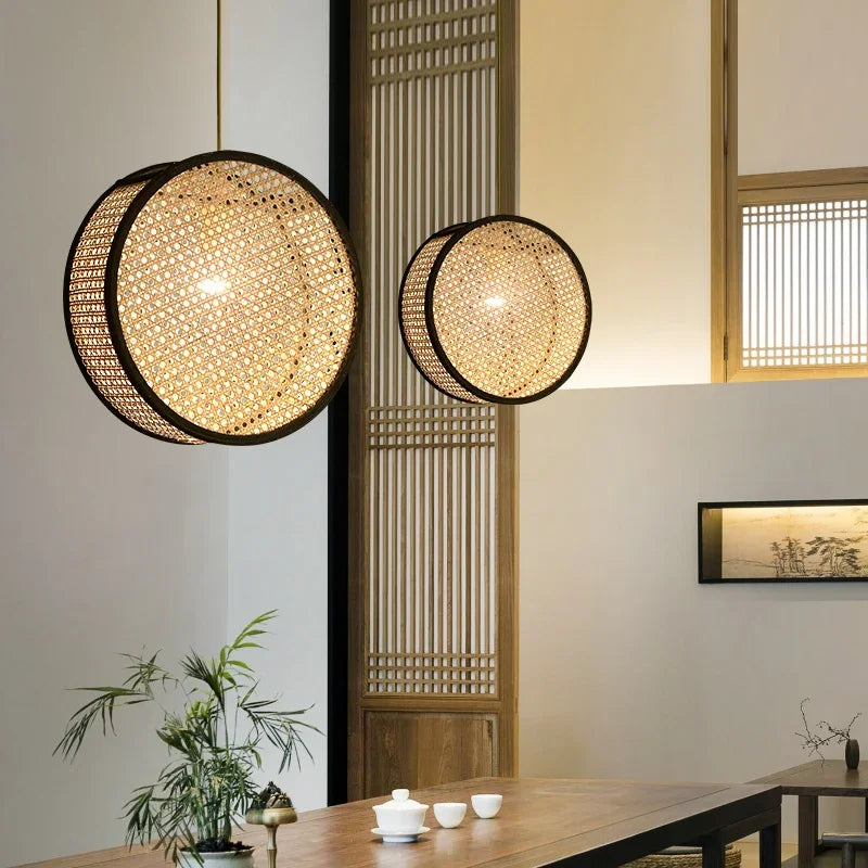 Suspension en bambou tresse deco asiatique